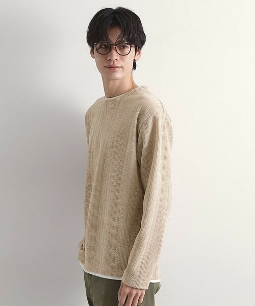 THE SHOP TK / ザ ショップ ティーケー カットソー | 【心地良い、滑らかさ】レイヤード風ケーブル ニットソー 【洗濯機OK】 | 詳細29