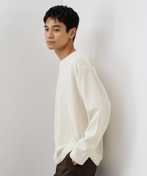 THE SHOP TK / ザ ショップ ティーケー カットソー | 【心地良い、滑らかさ】レイヤード風ケーブル ニットソー 【洗濯機OK】 | 詳細4