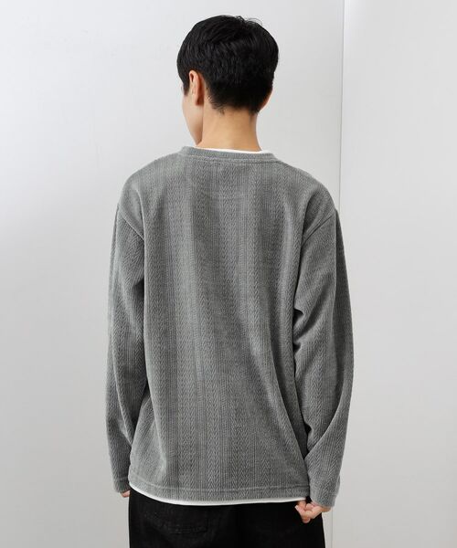 THE SHOP TK / ザ ショップ ティーケー カットソー | 【心地良い、滑らかさ】レイヤード風ケーブル ニットソー 【洗濯機OK】 | 詳細9