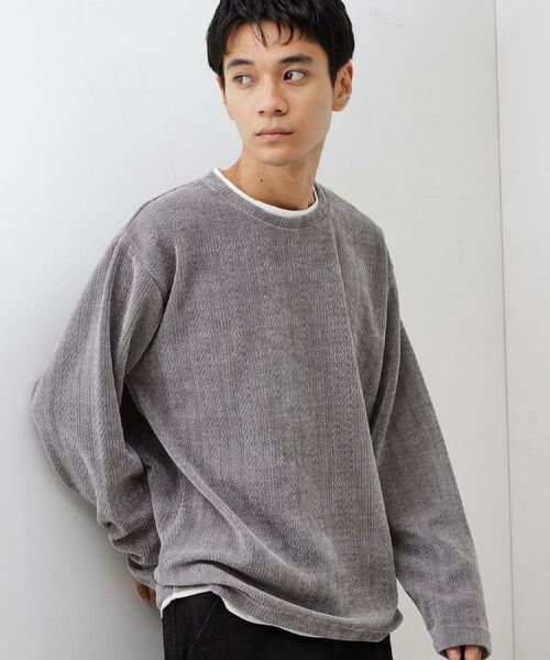 THE SHOP TK / ザ ショップ ティーケー カットソー | 【心地良い、滑らかさ】レイヤード風ケーブル ニットソー 【洗濯機OK】(グレー(012))