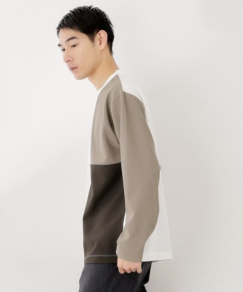 THE SHOP TK / ザ ショップ ティーケー カットソー | 【一枚で着映える】パネルブロッキング長袖Tシャツ 【洗濯機OK】 | 詳細1