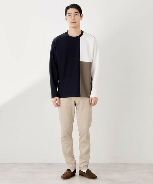 THE SHOP TK / ザ ショップ ティーケー カットソー | 【一枚で着映える】パネルブロッキング長袖Tシャツ 【洗濯機OK】 | 詳細11