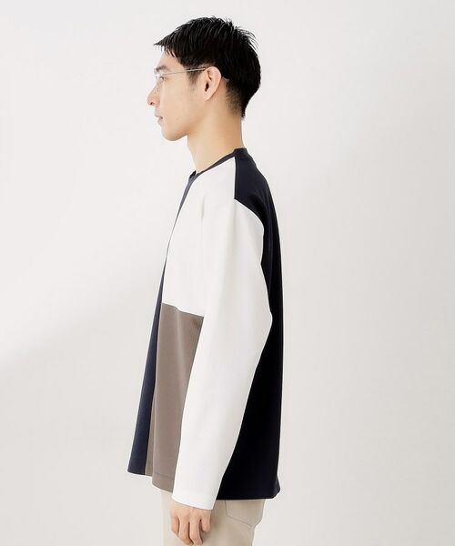 THE SHOP TK / ザ ショップ ティーケー カットソー | 【一枚で着映える】パネルブロッキング長袖Tシャツ 【洗濯機OK】 | 詳細14