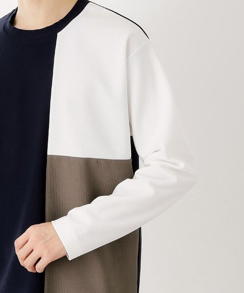 THE SHOP TK / ザ ショップ ティーケー カットソー | 【一枚で着映える】パネルブロッキング長袖Tシャツ 【洗濯機OK】 | 詳細18