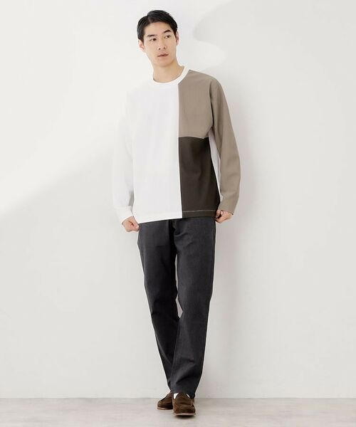 THE SHOP TK / ザ ショップ ティーケー カットソー | 【一枚で着映える】パネルブロッキング長袖Tシャツ 【洗濯機OK】 | 詳細3