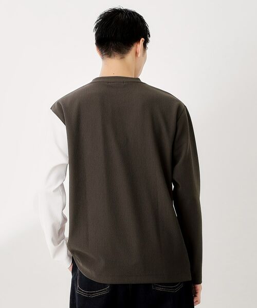 THE SHOP TK / ザ ショップ ティーケー カットソー | 【一枚で着映える】パネルブロッキング長袖Tシャツ 【洗濯機OK】 | 詳細6