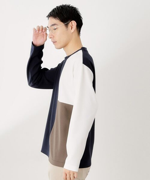 THE SHOP TK / ザ ショップ ティーケー カットソー | 【一枚で着映える】パネルブロッキング長袖Tシャツ 【洗濯機OK】 | 詳細9