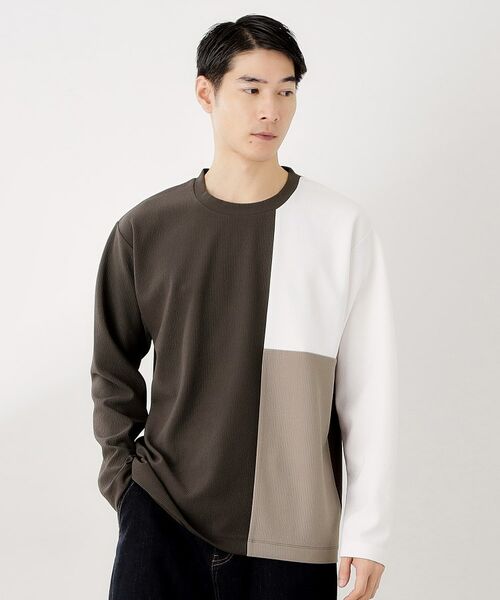THE SHOP TK/ザ ショップ ティーケー 【一枚で着映える】パネルブロッキング長袖Tシャツ 【洗濯機OK】 ブラウン(543) 02(M) THE SHOP TK/ザ ショップ ティーケー 【一枚で着映える】パネルブロッキング長袖Tシャツ 【洗濯機OK】 ブラウン(543) 02(M)