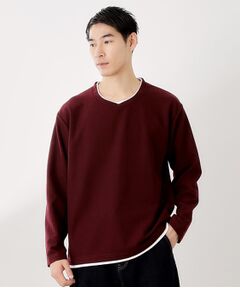 THE SHOP TK / ザ ショップ ティーケー カットソー | 【一枚でコーディネートが完成！】レイヤード風クルーネック長袖Tシャツ　洗濯機OK