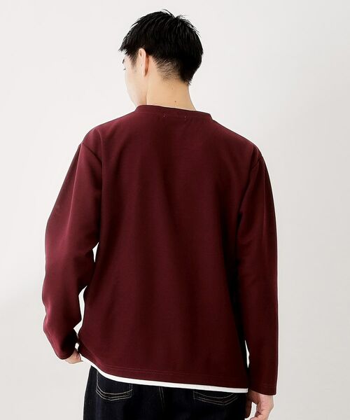 THE SHOP TK / ザ ショップ ティーケー カットソー | 【一枚でコーディネートが完成！】レイヤード風クルーネック長袖Tシャツ　洗濯機OK | 詳細10