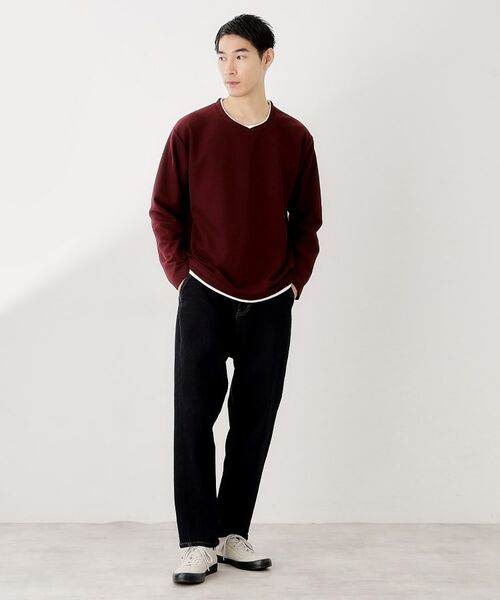 THE SHOP TK / ザ ショップ ティーケー カットソー | 【一枚でコーディネートが完成！】レイヤード風クルーネック長袖Tシャツ　洗濯機OK | 詳細11