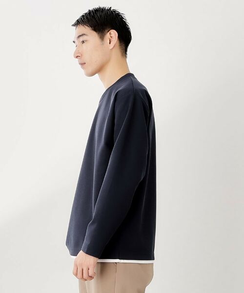 THE SHOP TK / ザ ショップ ティーケー カットソー | 【一枚でコーディネートが完成！】レイヤード風クルーネック長袖Tシャツ　洗濯機OK | 詳細13