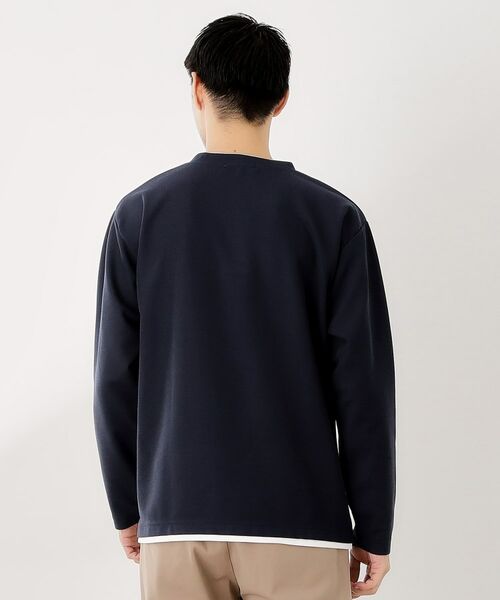 THE SHOP TK / ザ ショップ ティーケー カットソー | 【一枚でコーディネートが完成！】レイヤード風クルーネック長袖Tシャツ　洗濯機OK | 詳細14
