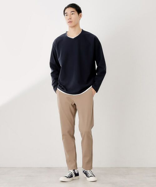 THE SHOP TK / ザ ショップ ティーケー カットソー | 【一枚でコーディネートが完成！】レイヤード風クルーネック長袖Tシャツ　洗濯機OK | 詳細15