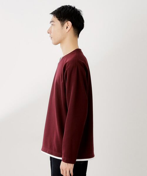 THE SHOP TK / ザ ショップ ティーケー カットソー | 【一枚でコーディネートが完成！】レイヤード風クルーネック長袖Tシャツ　洗濯機OK | 詳細18