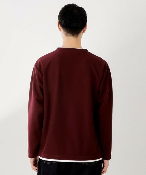 THE SHOP TK / ザ ショップ ティーケー カットソー | 【一枚でコーディネートが完成！】レイヤード風クルーネック長袖Tシャツ　洗濯機OK | 詳細19