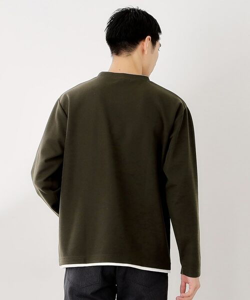 THE SHOP TK / ザ ショップ ティーケー カットソー | 【一枚でコーディネートが完成！】レイヤード風クルーネック長袖Tシャツ　洗濯機OK | 詳細2