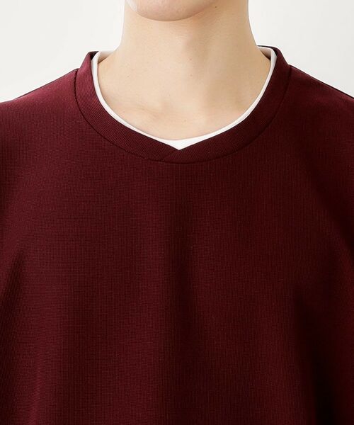 THE SHOP TK / ザ ショップ ティーケー カットソー | 【一枚でコーディネートが完成！】レイヤード風クルーネック長袖Tシャツ　洗濯機OK | 詳細20