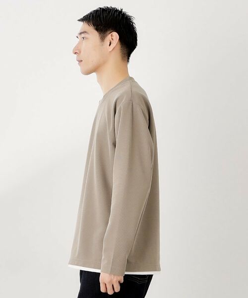THE SHOP TK / ザ ショップ ティーケー カットソー | 【一枚でコーディネートが完成！】レイヤード風クルーネック長袖Tシャツ　洗濯機OK | 詳細5