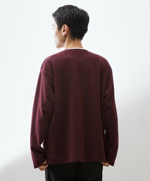 THE SHOP TK / ザ ショップ ティーケー カーディガン・ボレロ | 【セットでお買い得！】モールニットカーディガン＋長袖Tシャツ　洗濯機OK/吸水速乾・毛玉になりにくい（Tシャツのみ） | 詳細8