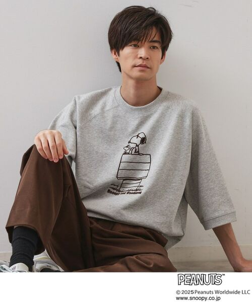 THE SHOP TK/ザ ショップ ティーケー Peanuts スヌーピー 6分袖裏毛 グレー(012) 02(M) THE SHOP TK/ザ ショップ ティーケー Peanuts スヌーピー 6分袖裏毛 グレー(012) 02(M)
