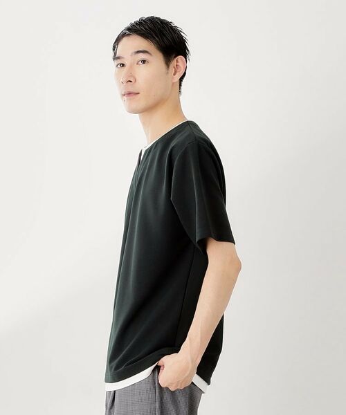 THE SHOP TK / ザ ショップ ティーケー カットソー | ツイルキーネック半袖Tシャツ | 詳細1