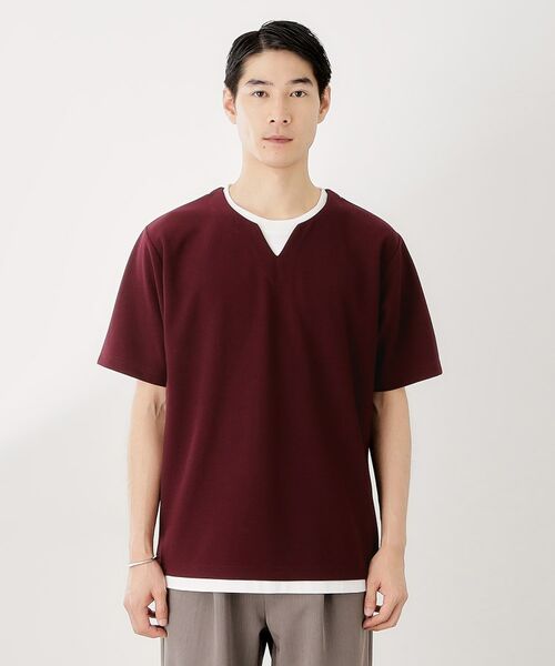 THE SHOP TK / ザ ショップ ティーケー カットソー | ツイルキーネック半袖Tシャツ | 詳細17