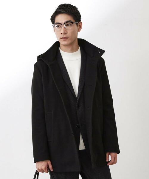 THE SHOP TK/ザ ショップ ティーケー ON/OFF対応 ウーリック スタンド メルトンコート 【洗濯機OK/フード取外し可】 ブラック(019) 03(L)