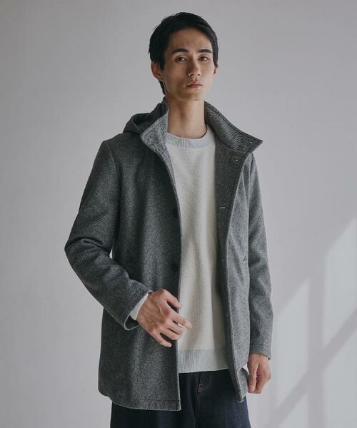 THE SHOP TK/ザ ショップ ティーケー ON/OFF対応 ウーリック スタンド メルトンコート 【洗濯機OK/フード取外し可】 グレー(412) 04(LL)