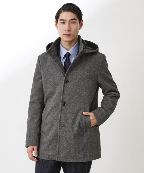 THE SHOP TK/ザ ショップ ティーケー ON/OFF対応 ウーリック スタンド メルトンコート 【洗濯機OK/フード取外し可】 チャコールグレー(414) 04(LL)