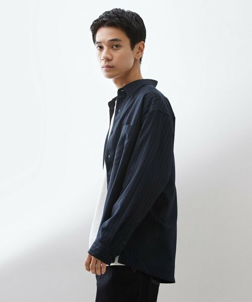 THE SHOP TK / ザ ショップ ティーケー シャツ・ブラウス | ダブルポケットストライプ長袖シャツ 【洗濯機OK】 | 詳細1