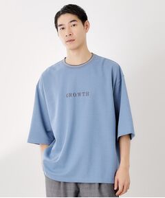 THE SHOP TK / ザ ショップ ティーケー Tシャツ | 配色刺繍6分袖Tシャツ 【ビッグシルエット／洗濯機OK】