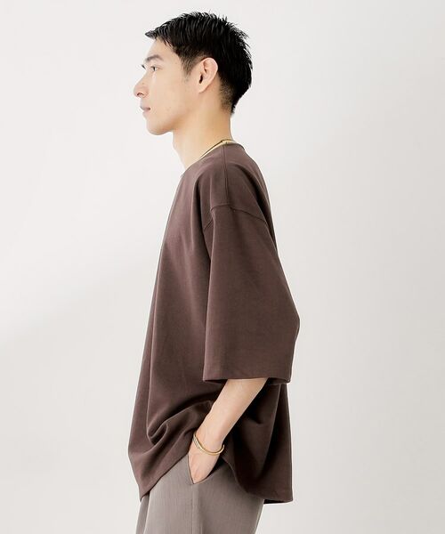 THE SHOP TK / ザ ショップ ティーケー Tシャツ | 配色刺繍6分袖Tシャツ 【ビッグシルエット/洗濯機OK】 | 詳細1