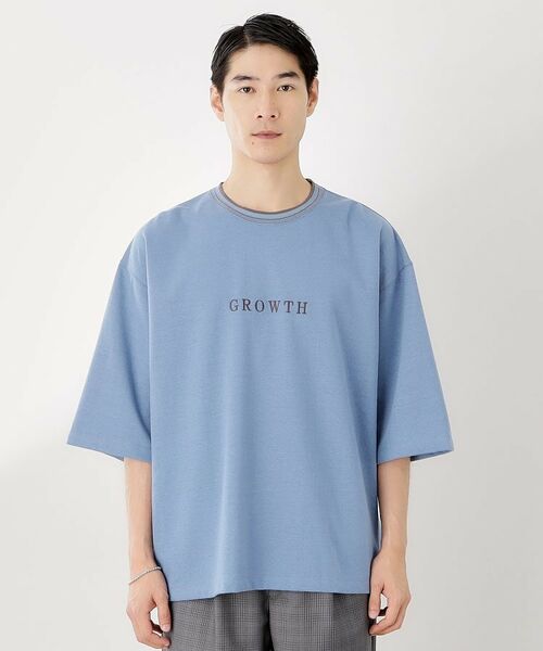 THE SHOP TK / ザ ショップ ティーケー Tシャツ | 配色刺繍6分袖Tシャツ 【ビッグシルエット/洗濯機OK】 | 詳細11