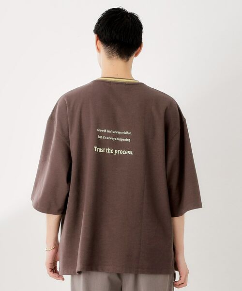 THE SHOP TK / ザ ショップ ティーケー Tシャツ | 配色刺繍6分袖Tシャツ 【ビッグシルエット/洗濯機OK】 | 詳細2