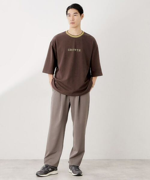 THE SHOP TK / ザ ショップ ティーケー Tシャツ | 配色刺繍6分袖Tシャツ 【ビッグシルエット/洗濯機OK】 | 詳細3