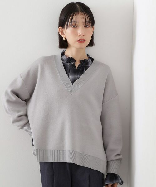 THE SHOP TK / ザ ショップ ティーケー ニット・セーター | 【体型カバー】ゆったり サイドスリットニット | 詳細1