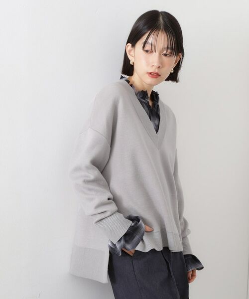 THE SHOP TK / ザ ショップ ティーケー ニット・セーター | 【体型カバー】ゆったり サイドスリットニット | 詳細2