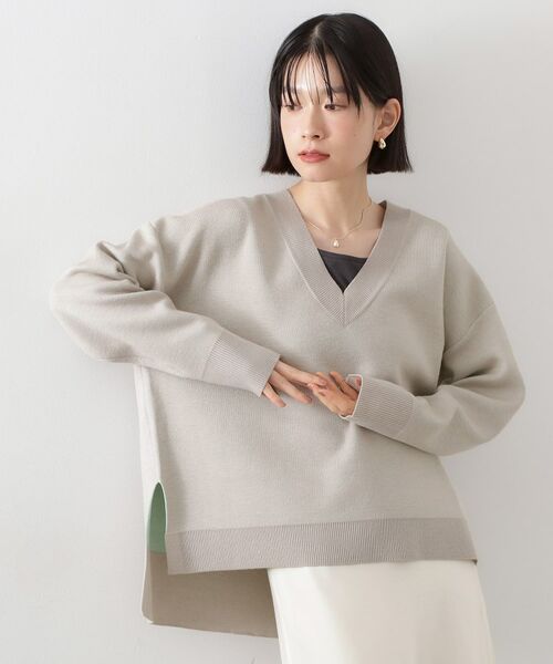 THE SHOP TK / ザ ショップ ティーケー ニット・セーター | 【体型カバー】ゆったり サイドスリットニット | 詳細9