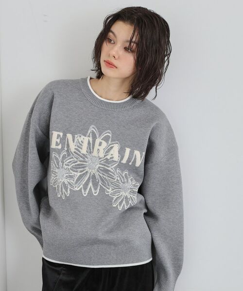 THE SHOP TK / ザ ショップ ティーケー ニット・セーター | 花柄ラメジャカードニット | 詳細1