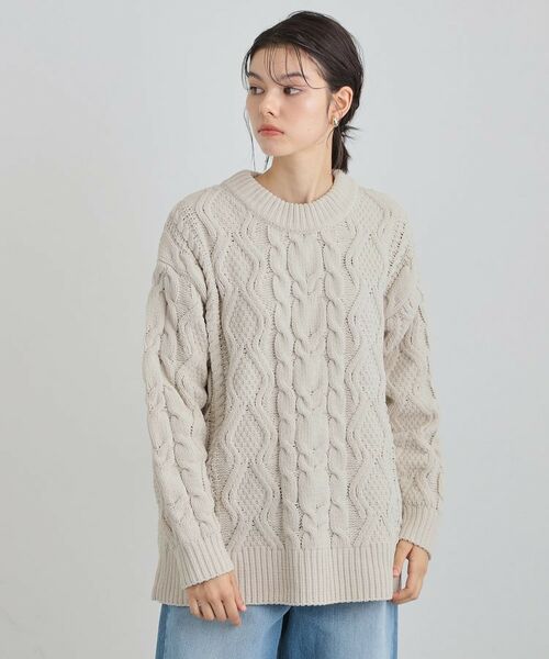 THE SHOP TK / ザ ショップ ティーケー ニット・セーター | 【洗える】冬のコーデを盛り上げる マットモール ケーブルニット | 詳細1