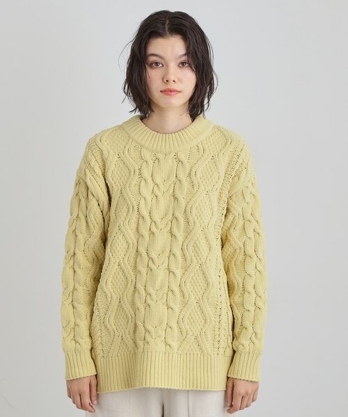 THE SHOP TK / ザ ショップ ティーケー ニット・セーター | 【洗える】冬のコーデを盛り上げる マットモール ケーブルニット | 詳細13