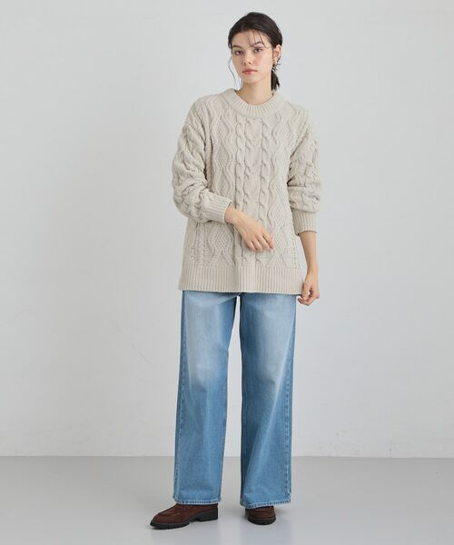 THE SHOP TK / ザ ショップ ティーケー ニット・セーター | 【洗える】冬のコーデを盛り上げる マットモール ケーブルニット | 詳細3