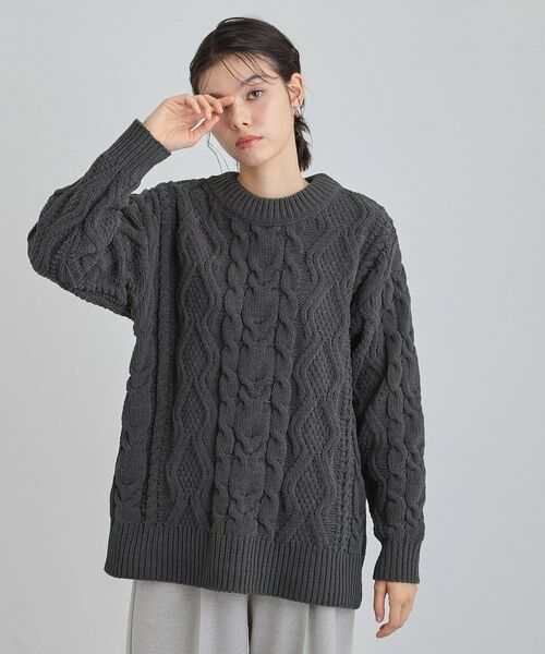 THE SHOP TK / ザ ショップ ティーケー ニット・セーター | 【洗える】冬のコーデを盛り上げる マットモール ケーブルニット | 詳細5