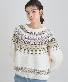 THE SHOP TK / ザ ショップ ティーケー ニット・セーター | 上品さと少しの遊び心を モール求心柄ニット