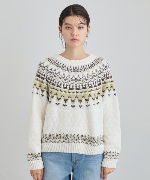 THE SHOP TK / ザ ショップ ティーケー ニット・セーター | 上品さと少しの遊び心を モール求心柄ニット | 詳細13