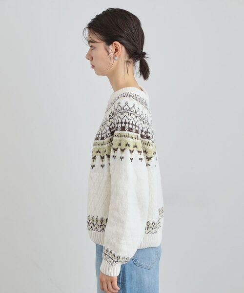 THE SHOP TK / ザ ショップ ティーケー ニット・セーター | 上品さと少しの遊び心を モール求心柄ニット | 詳細14