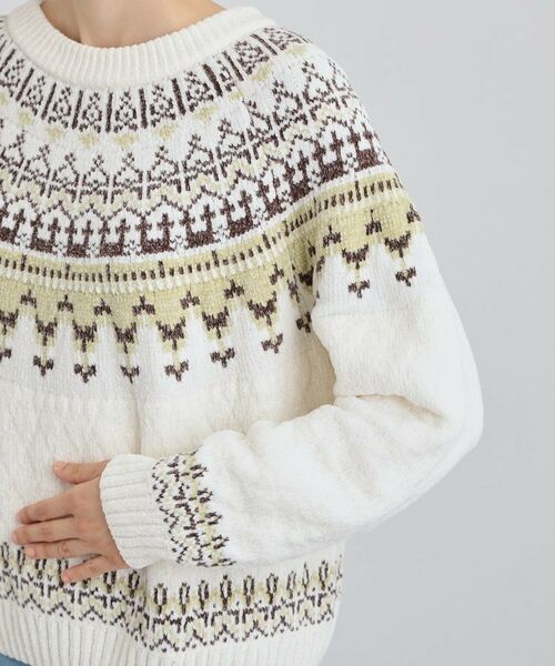 THE SHOP TK / ザ ショップ ティーケー ニット・セーター | 上品さと少しの遊び心を モール求心柄ニット | 詳細17