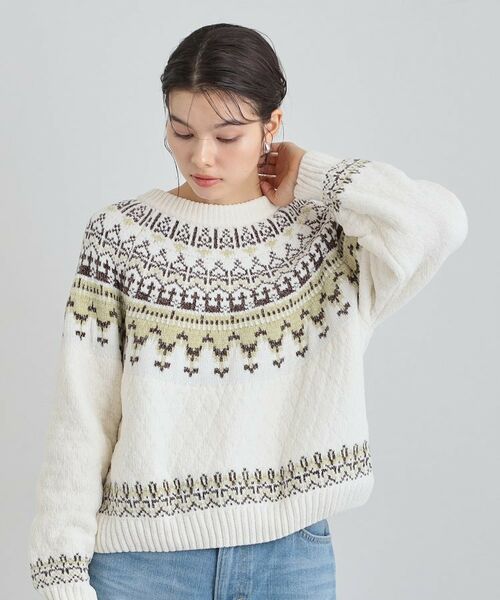 THE SHOP TK / ザ ショップ ティーケー ニット・セーター | 上品さと少しの遊び心を モール求心柄ニット | 詳細2