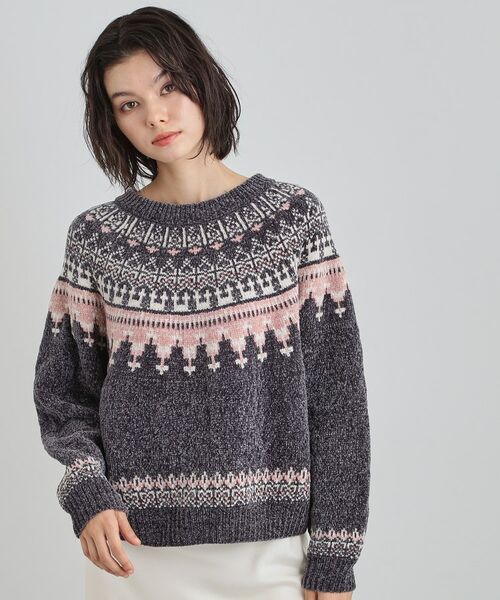 THE SHOP TK / ザ ショップ ティーケー ニット・セーター | 上品さと少しの遊び心を モール求心柄ニット | 詳細5